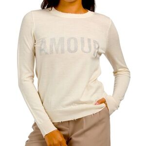 Zadig & Voltaire Womens Miss Amour Strass 100% Merino Wool Sweater in Cream